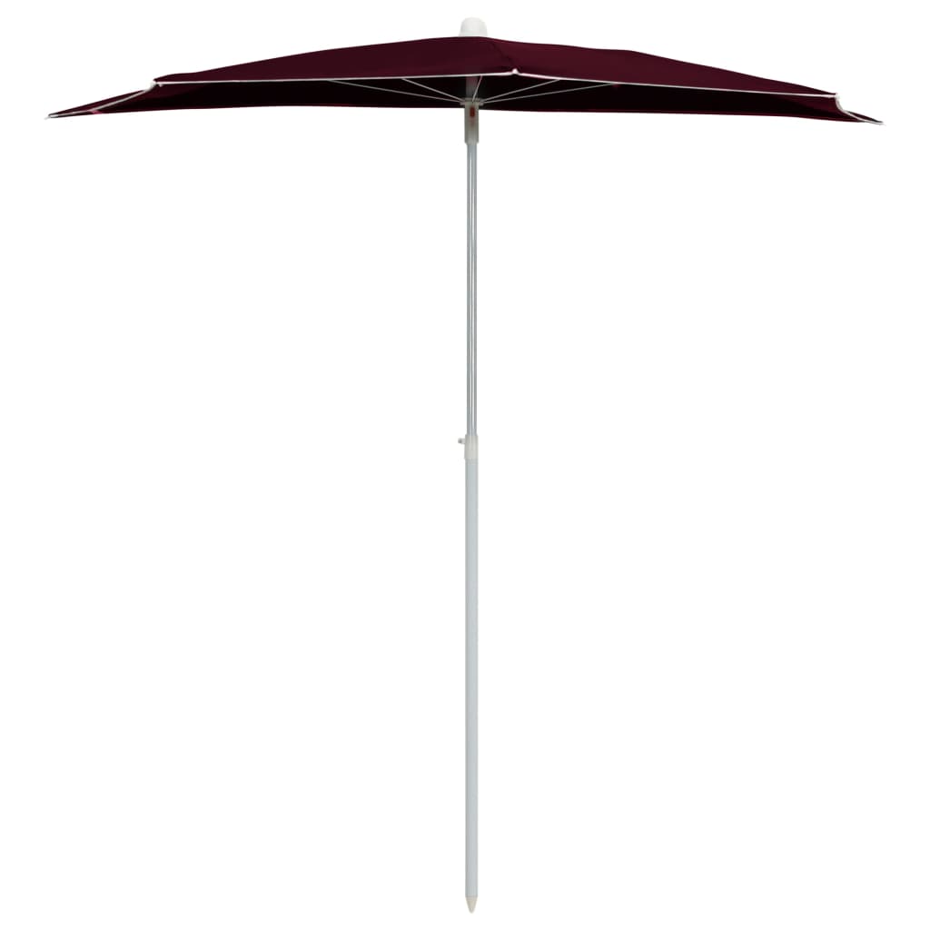 Parasol half met paal 180x90 cm bordeauxrood is nu te koop bij PeponiXL, paradijselijk wonen!