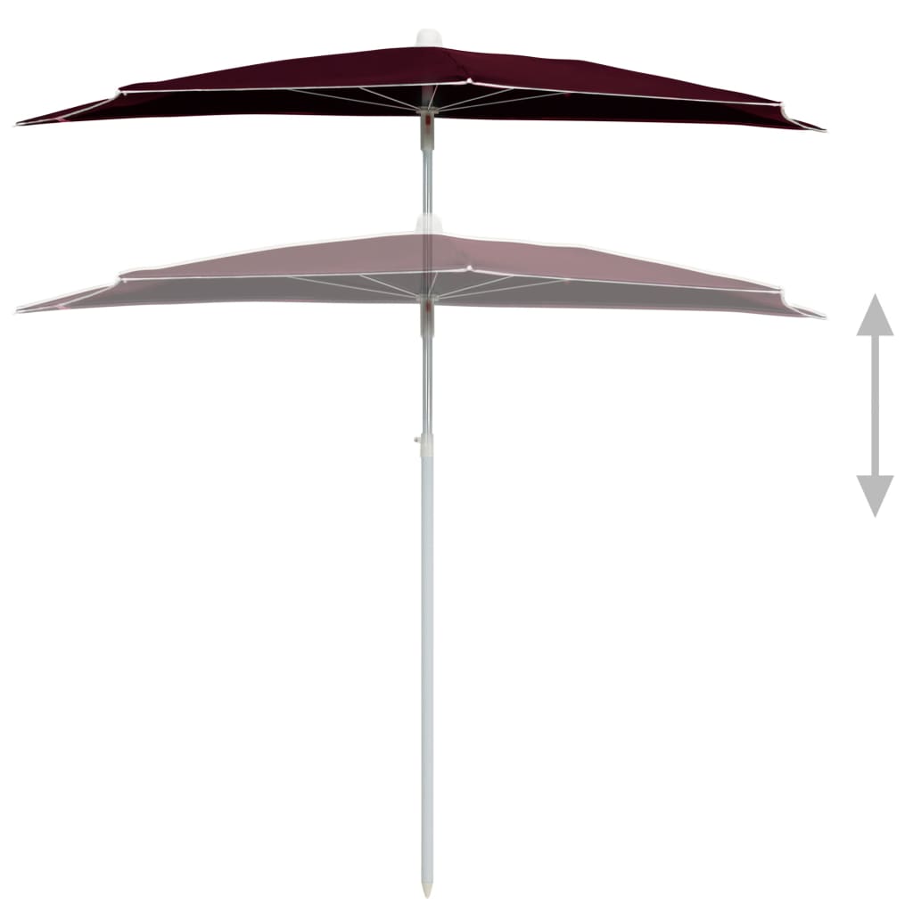 Parasol half met paal 180x90 cm bordeauxrood is nu te koop bij PeponiXL, paradijselijk wonen!