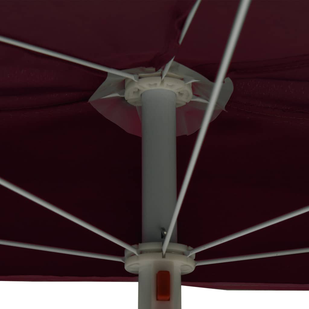 Parasol half met paal 180x90 cm bordeauxrood is nu te koop bij PeponiXL, paradijselijk wonen!