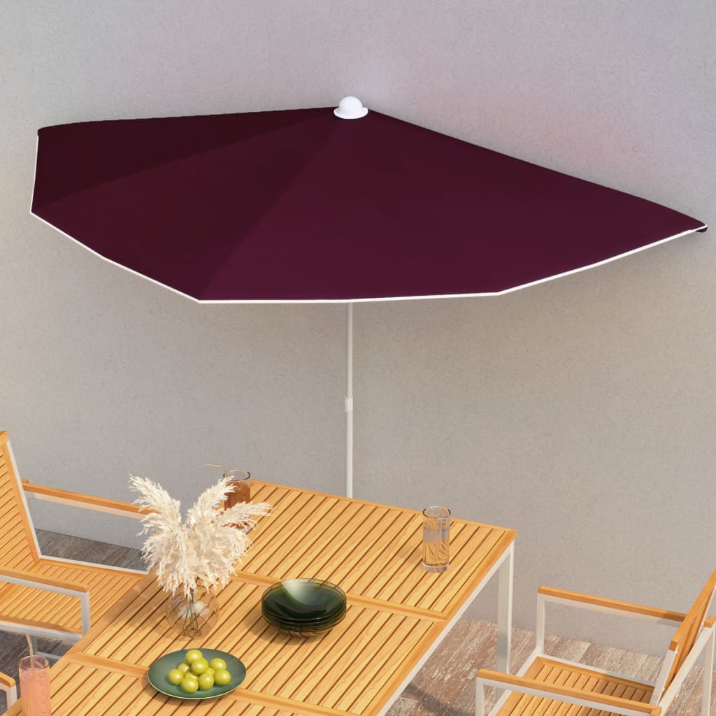 Parasol half met paal 180x90 cm bordeauxrood is nu te koop bij PeponiXL, paradijselijk wonen!