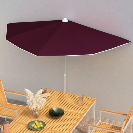 Parasol half met paal 180x90 cm bordeauxrood is nu te koop bij PeponiXL, paradijselijk wonen!