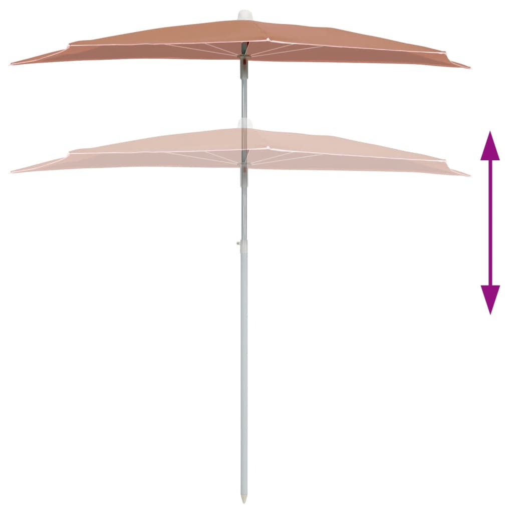 Parasol half met paal 180x90 cm terracottakleurig is nu te koop bij PeponiXL, paradijselijk wonen!