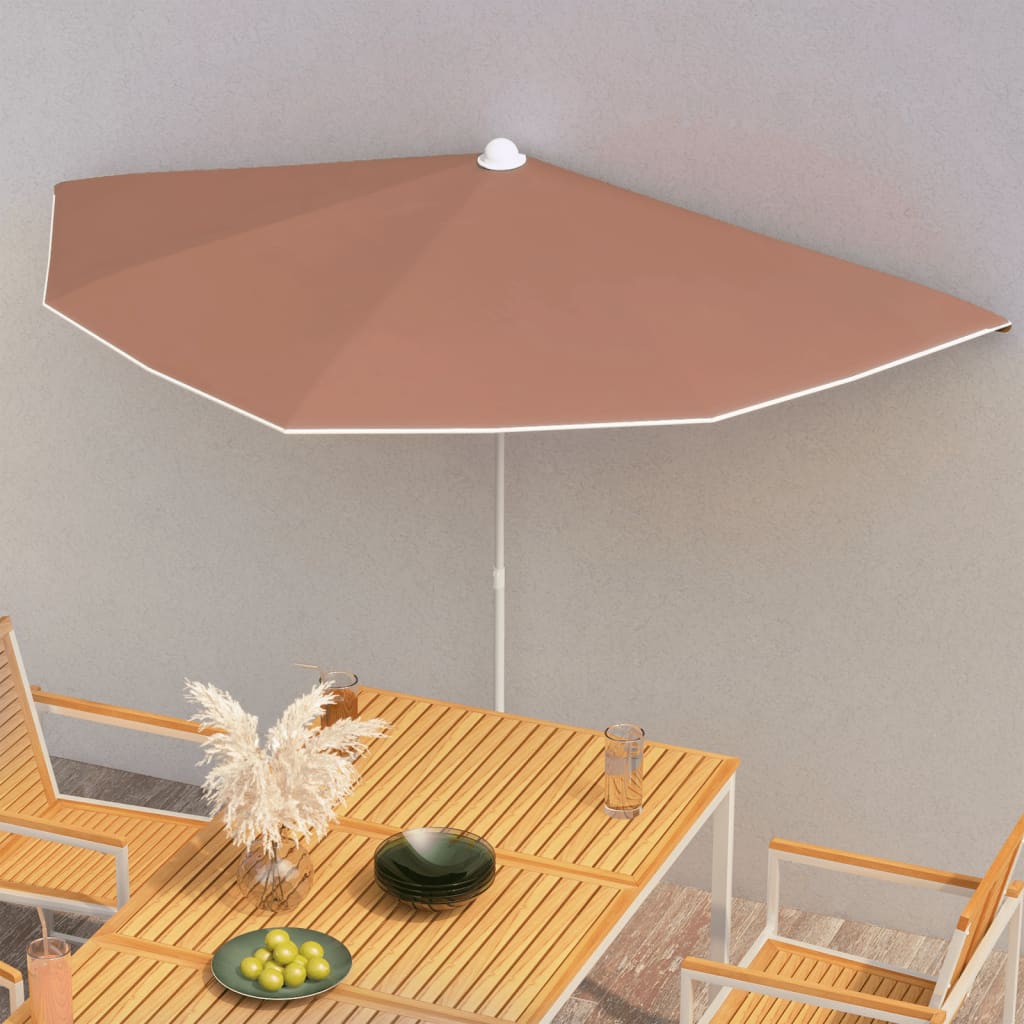 Parasol half met paal 180x90 cm terracottakleurig is nu te koop bij PeponiXL, paradijselijk wonen!