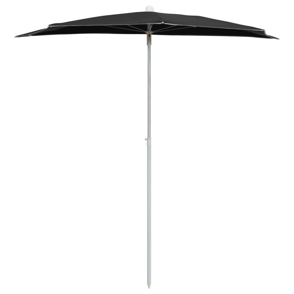 Parasol half met paal 180x90 cm zwart is nu te koop bij PeponiXL, paradijselijk wonen!