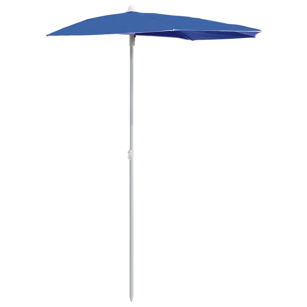 Parasol half met paal 180x90 cm azuurblauw is nu te koop bij PeponiXL, paradijselijk wonen!