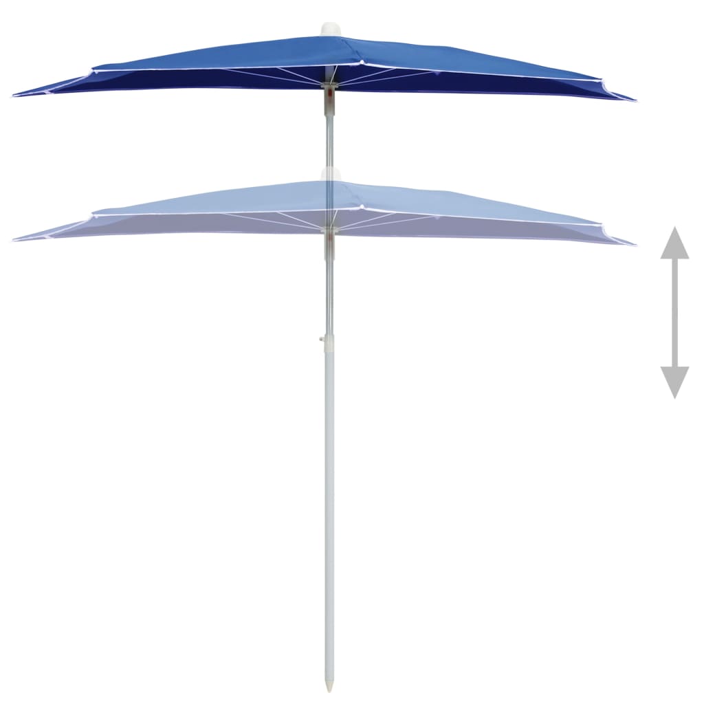 Parasol half met paal 180x90 cm azuurblauw is nu te koop bij PeponiXL, paradijselijk wonen!