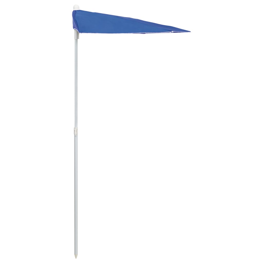 Parasol half met paal 180x90 cm azuurblauw is nu te koop bij PeponiXL, paradijselijk wonen!