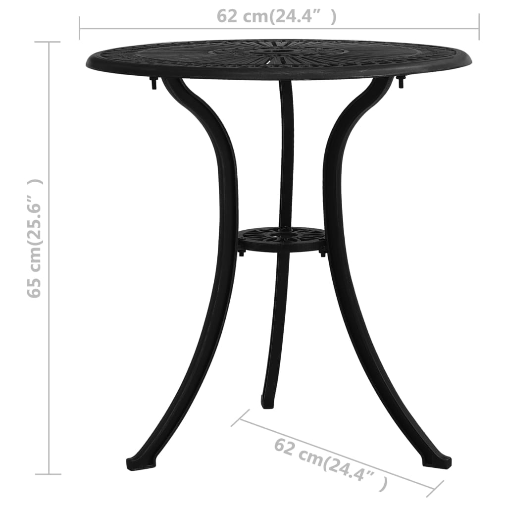 Tuintafel 62x62x65 cm gietaluminium zwart is nu te koop bij PeponiXL, paradijselijk wonen!