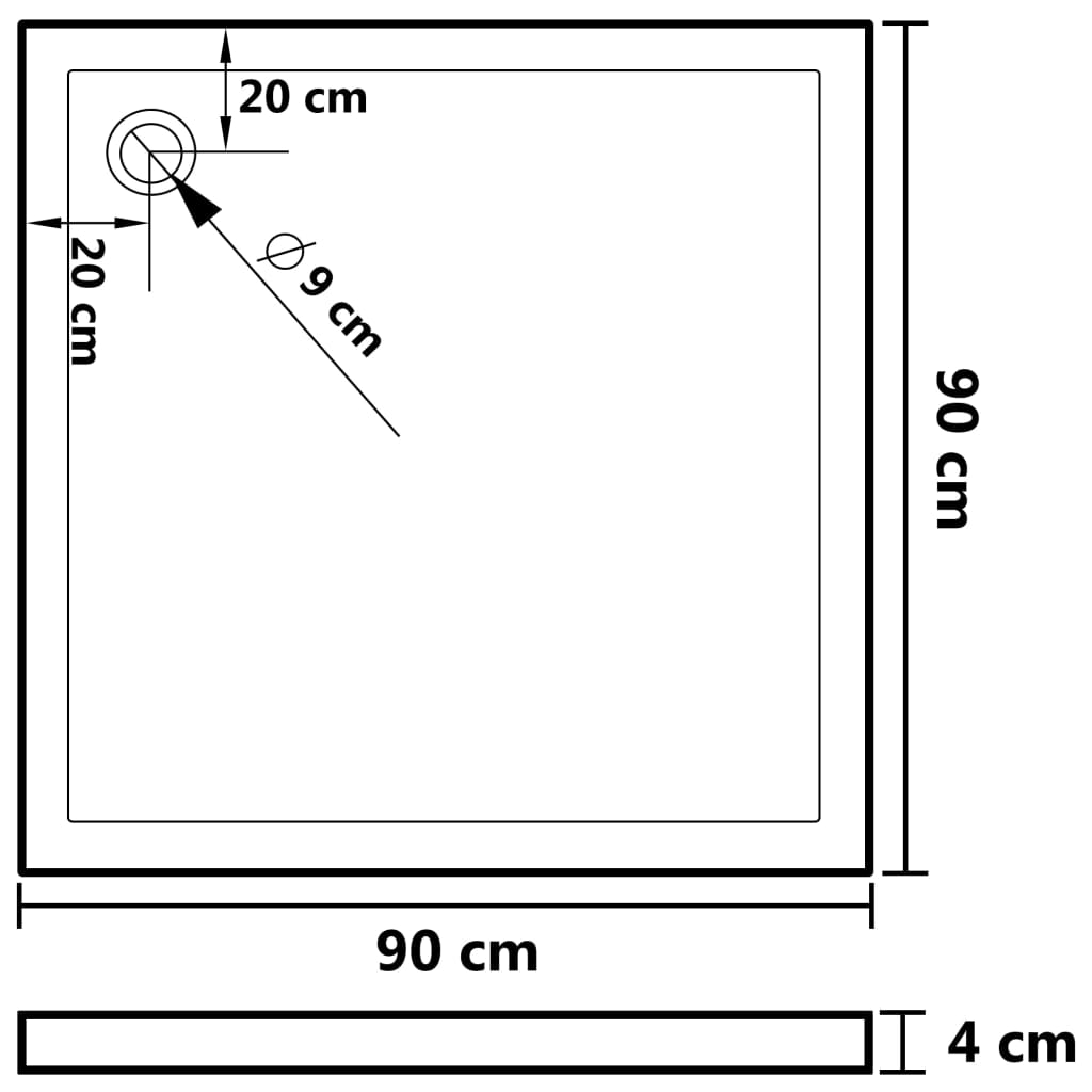 Douchebak vierkant 90x90 cm ABS is nu te koop bij PeponiXL, paradijselijk wonen!