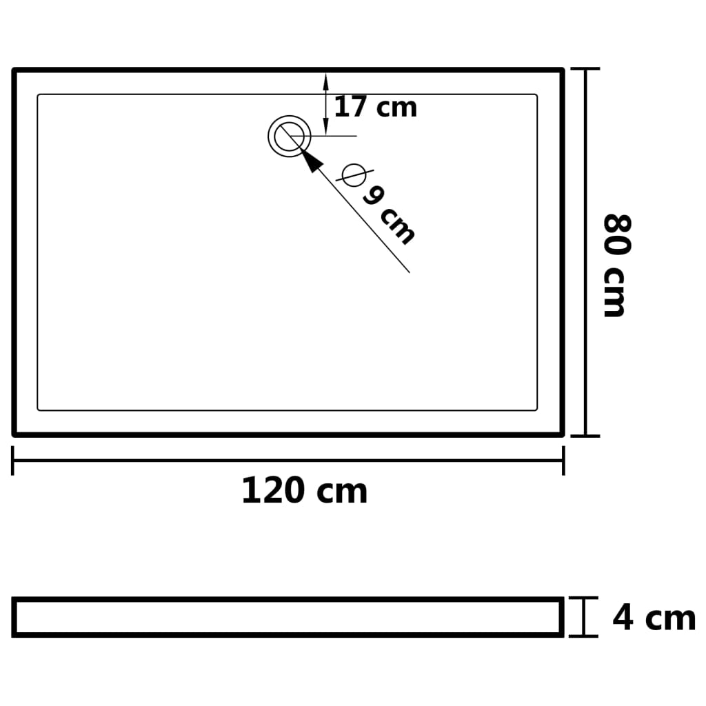 Douchebak rechthoekig 80x120 cm ABS wit is nu te koop bij PeponiXL, paradijselijk wonen!