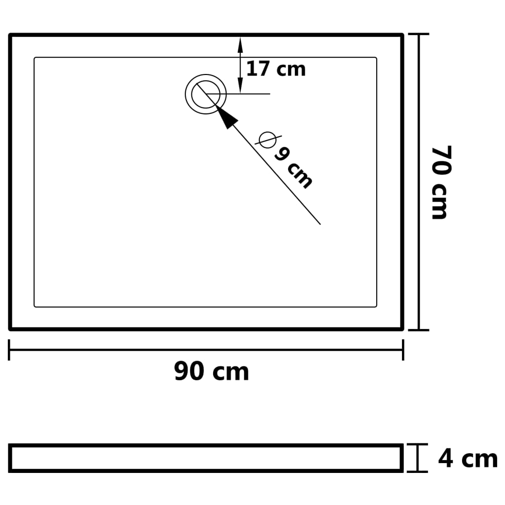 Douchebak rechthoekig 70x90 cm ABS zwart is nu te koop bij PeponiXL, paradijselijk wonen!