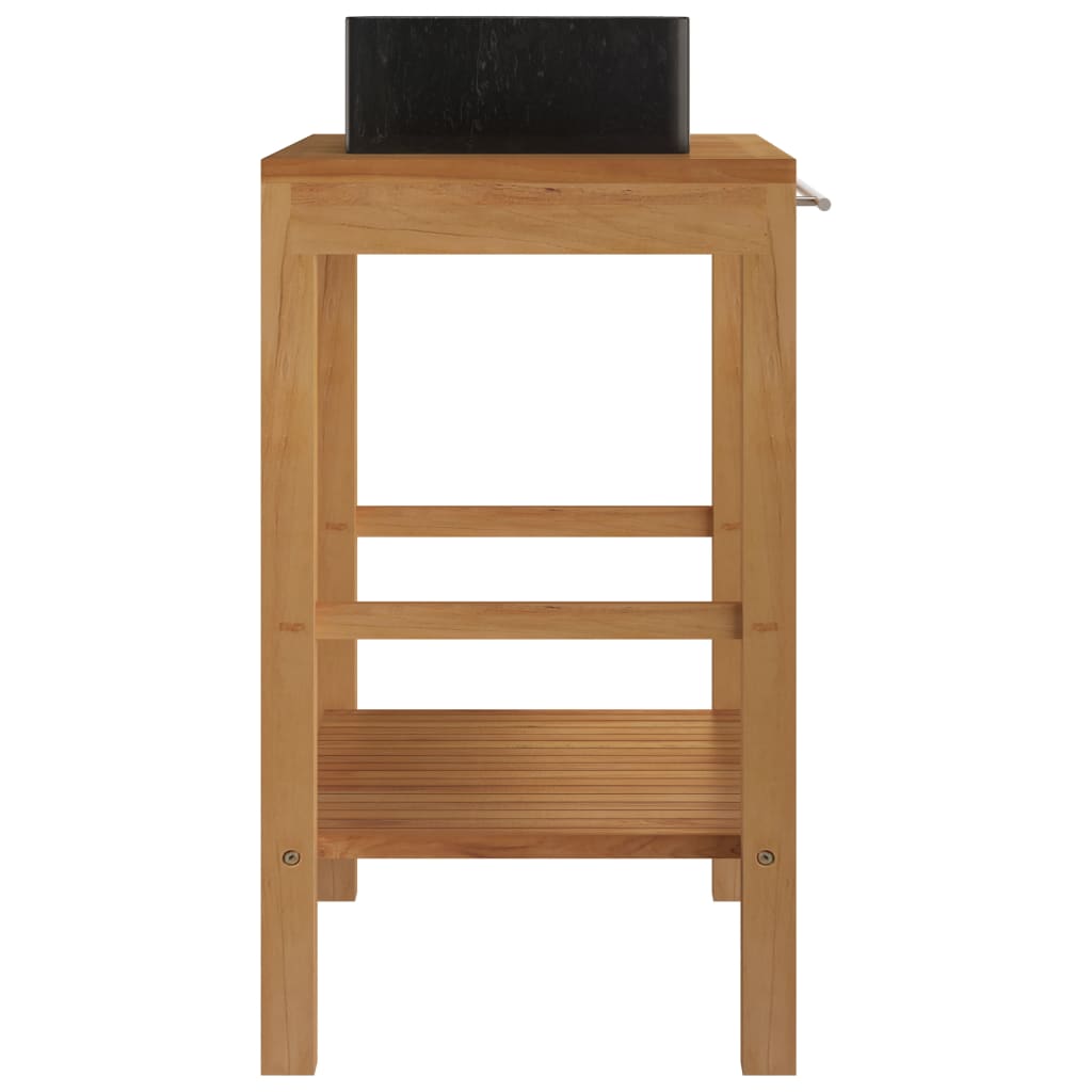 Wastafelkast met marmeren wastafel massief teakhout zwart is nu te koop bij PeponiXL, paradijselijk wonen!