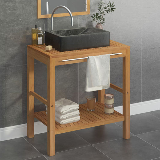 Wastafelkast met marmeren wastafel massief teakhout zwart is nu te koop bij PeponiXL, paradijselijk wonen!