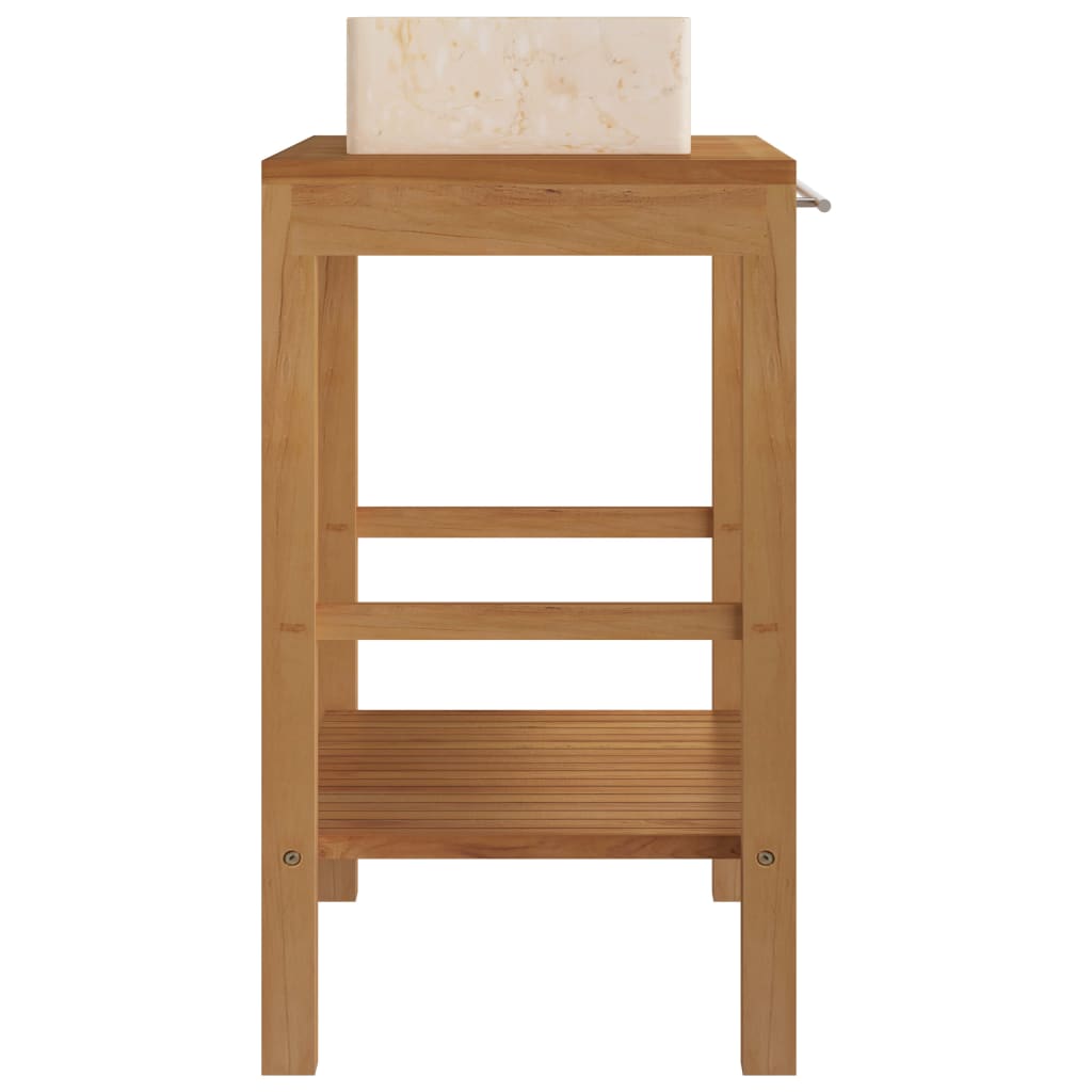 Wastafelkast met marmeren wastafel massief teakhout crèmekleur is nu te koop bij PeponiXL, paradijselijk wonen!