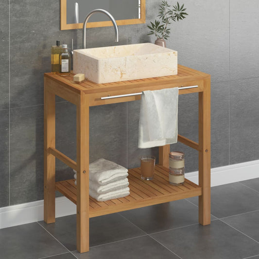 Wastafelkast met marmeren wastafel massief teakhout crèmekleur is nu te koop bij PeponiXL, paradijselijk wonen!