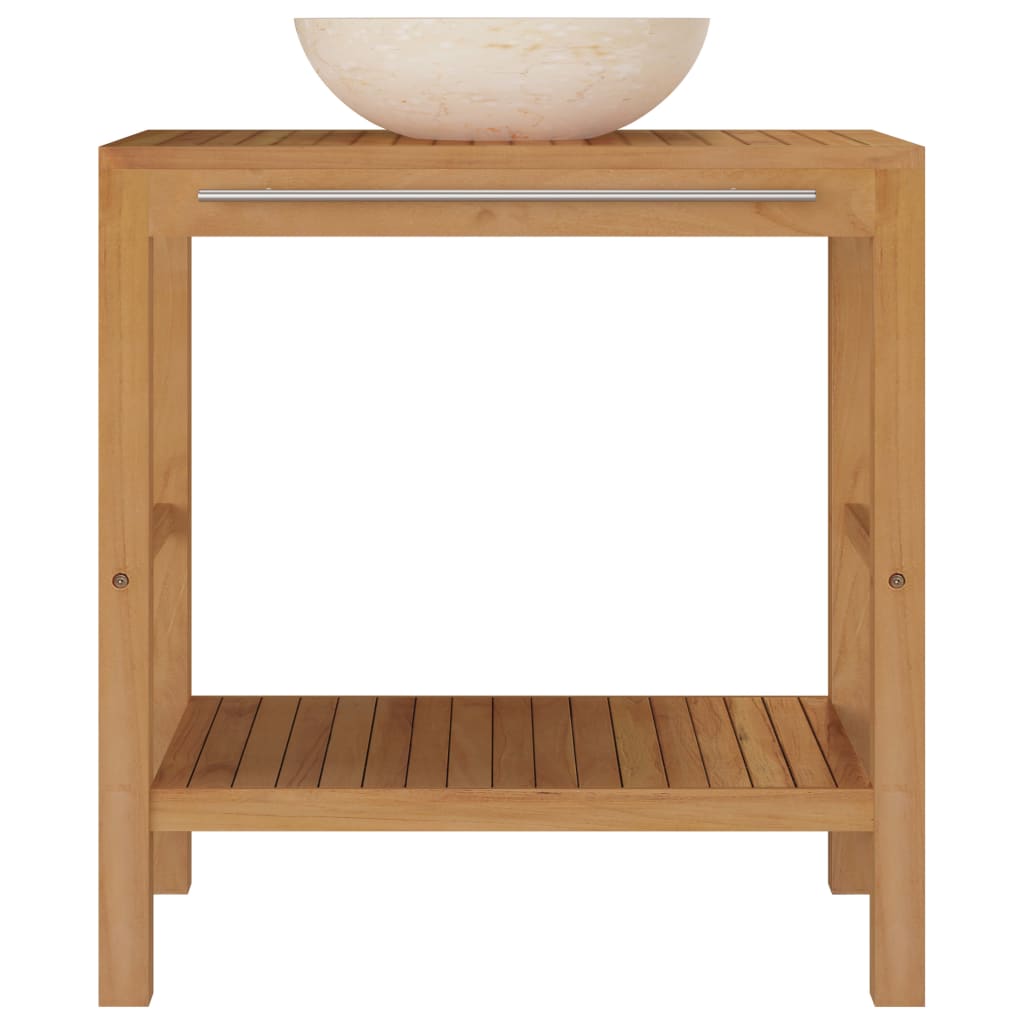 Wastafelkast met marmeren wastafel massief teakhout crèmekleur is nu te koop bij PeponiXL, paradijselijk wonen!