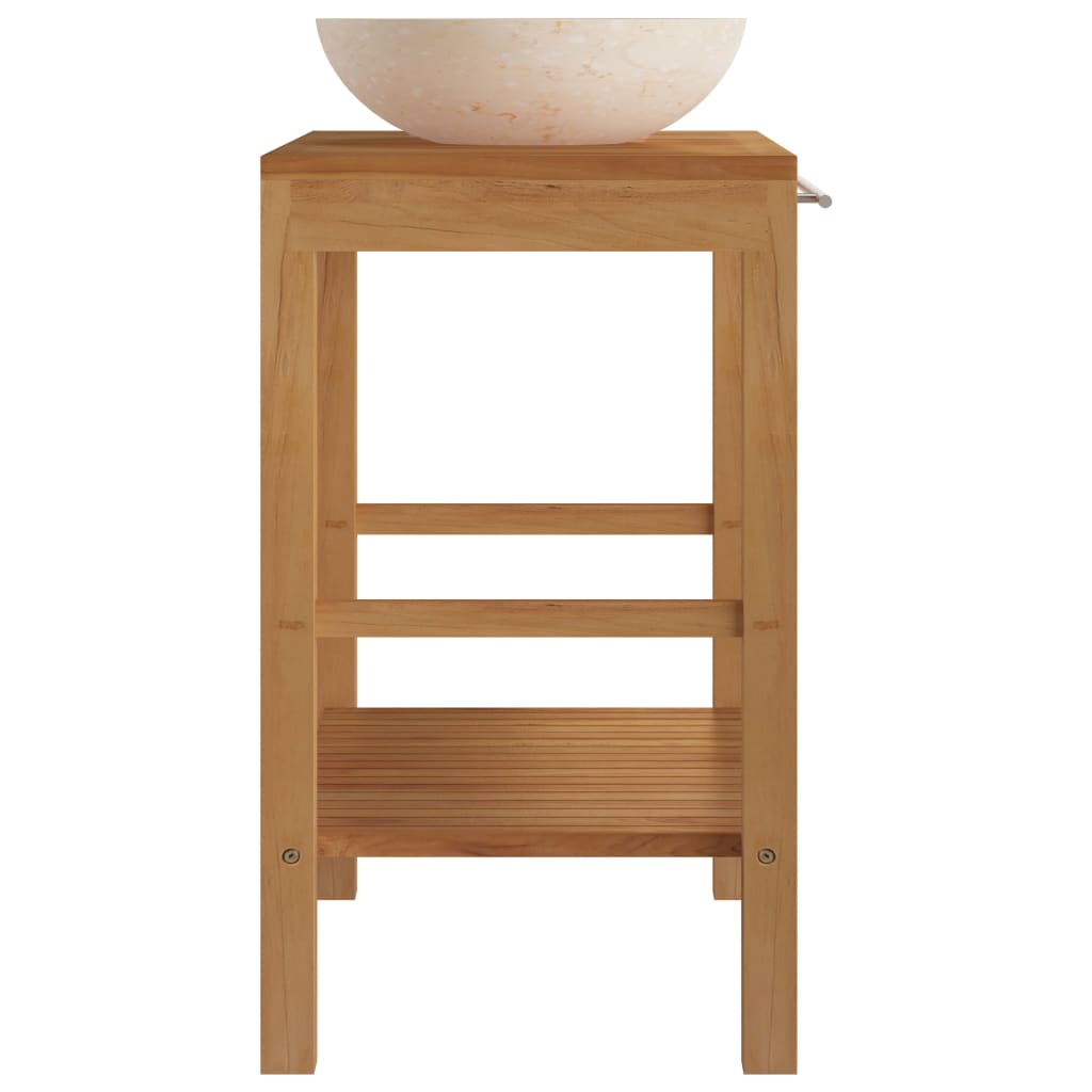 Wastafelkast met marmeren wastafel massief teakhout crèmekleur is nu te koop bij PeponiXL, paradijselijk wonen!