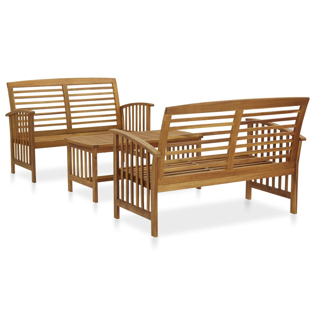 3-delige Loungeset massief acaciahout is nu te koop bij PeponiXL, paradijselijk wonen!