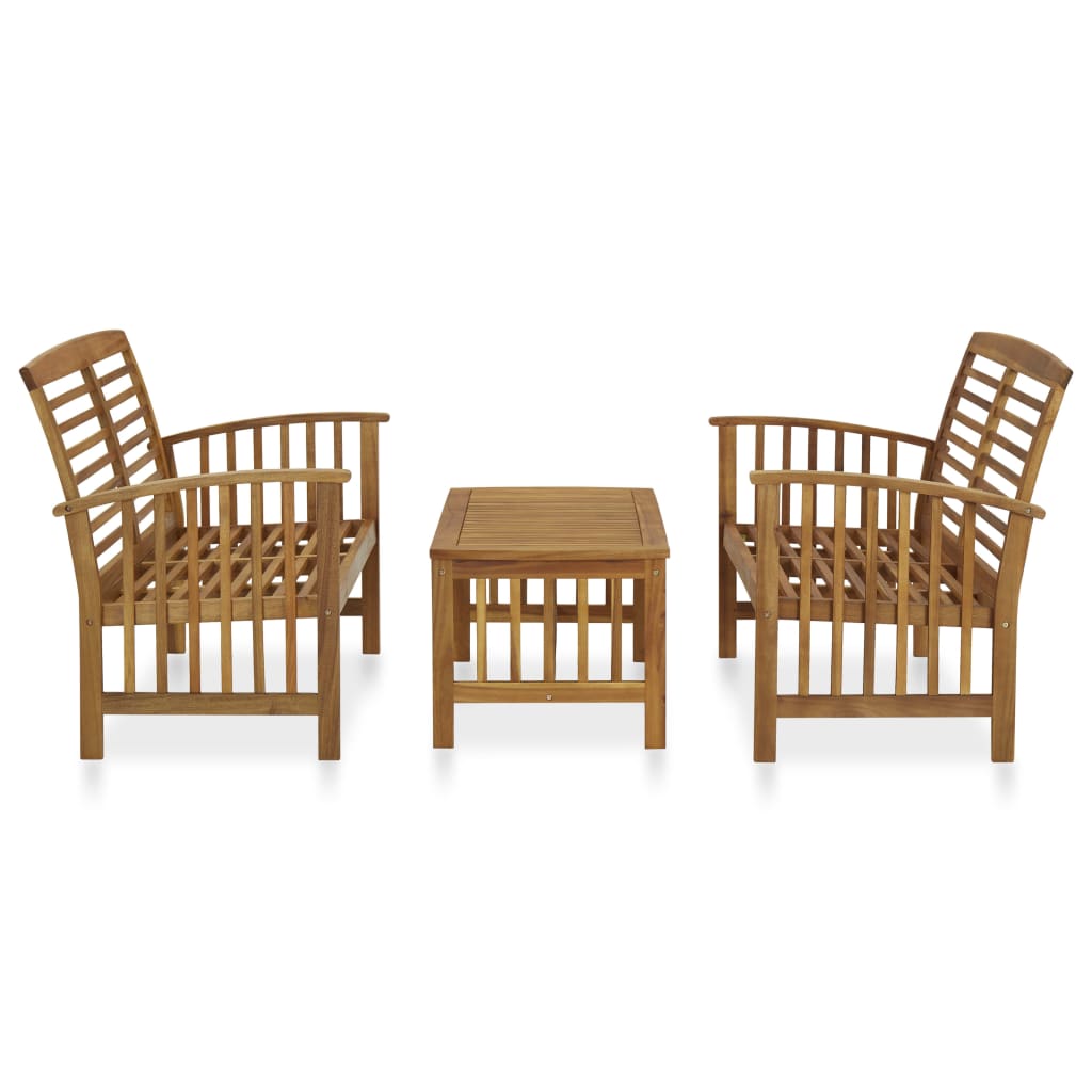 3-delige Loungeset massief acaciahout is nu te koop bij PeponiXL, paradijselijk wonen!