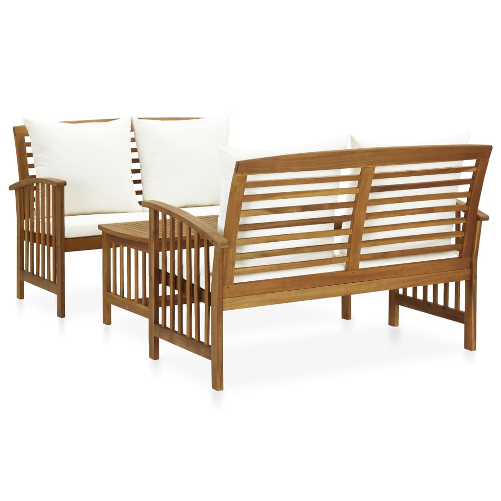 3-delige Loungeset met kussens massief acaciahout is nu te koop bij PeponiXL, paradijselijk wonen!