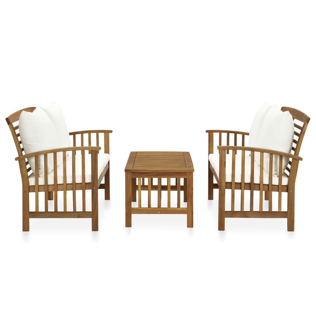 3-delige Loungeset met kussens massief acaciahout is nu te koop bij PeponiXL, paradijselijk wonen!