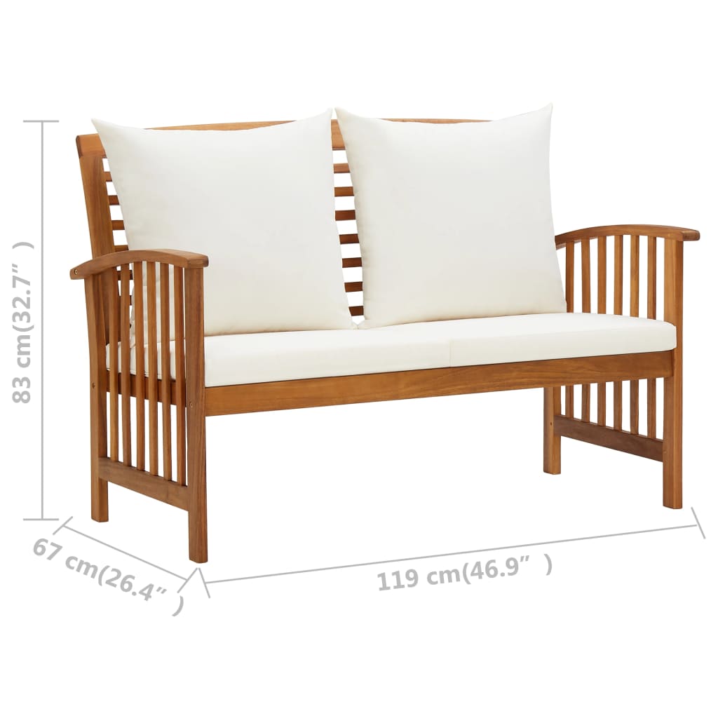 3-delige Loungeset met kussens massief acaciahout is nu te koop bij PeponiXL, paradijselijk wonen!