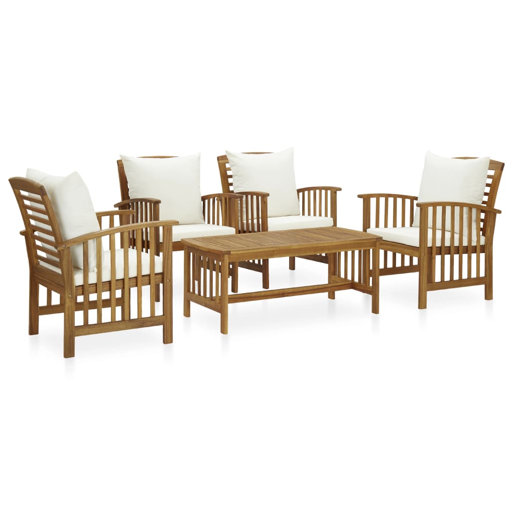 5-delige Loungeset met kussens massief acaciahout is nu te koop bij PeponiXL, paradijselijk wonen!