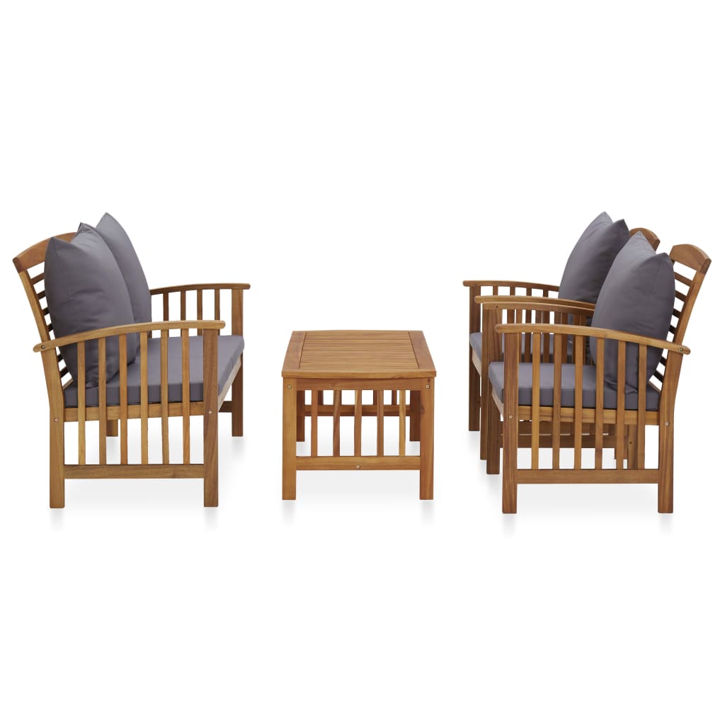 4-delige Loungeset met kussens massief acaciahout is nu te koop bij PeponiXL, paradijselijk wonen!