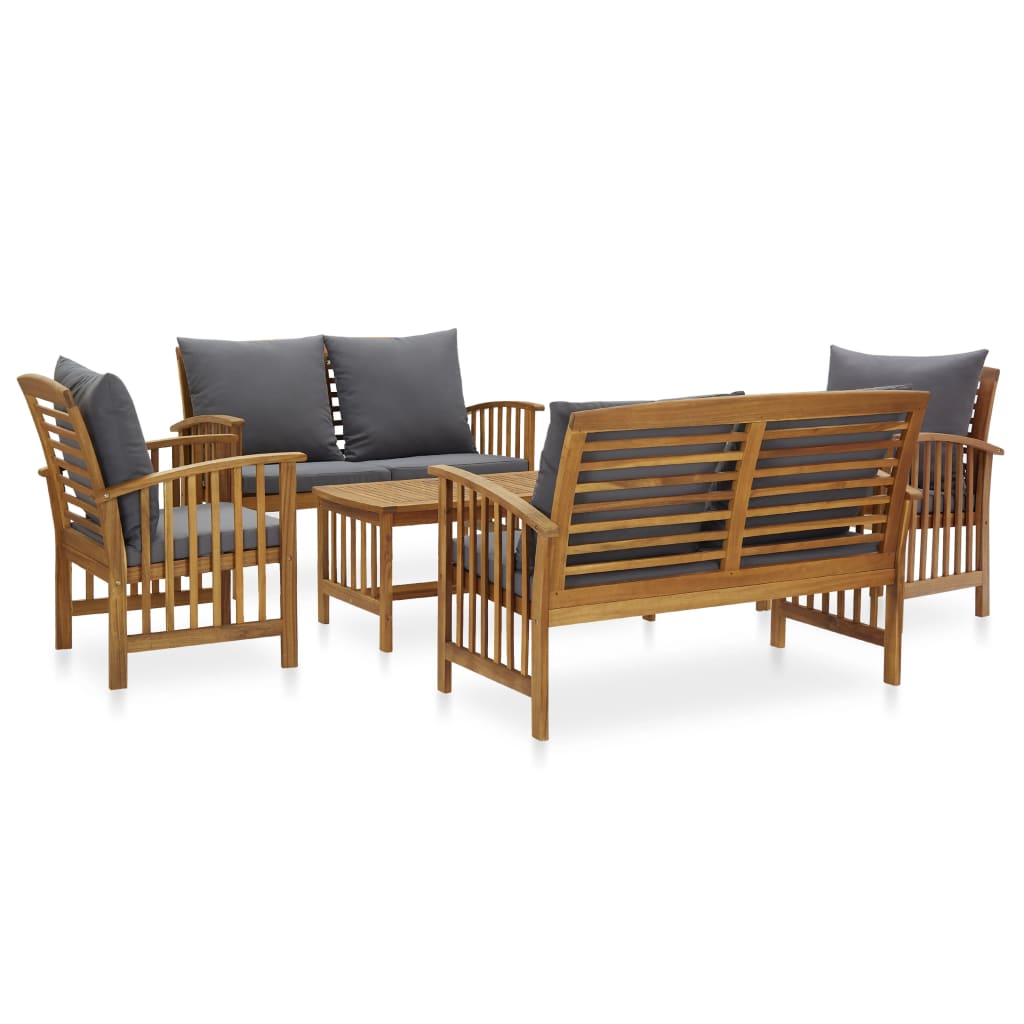 5-delige Loungeset met kussens massief acaciahout is nu te koop bij PeponiXL, paradijselijk wonen!