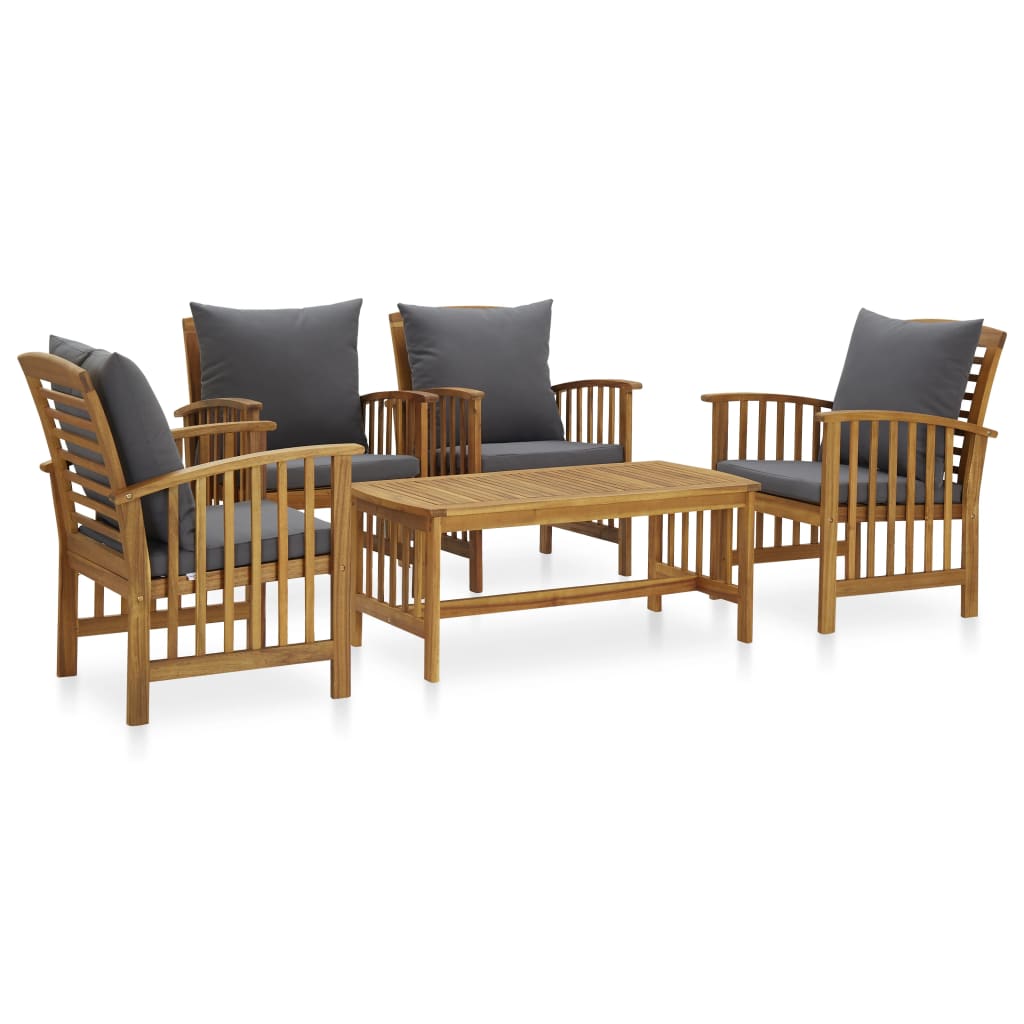 5-delige Loungeset met kussens massief acaciahout is nu te koop bij PeponiXL, paradijselijk wonen!