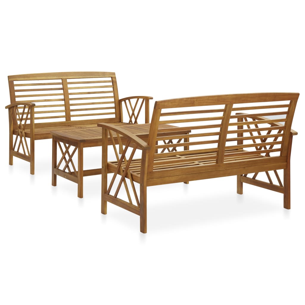 3-delige Loungeset massief acaciahout is nu te koop bij PeponiXL, paradijselijk wonen!