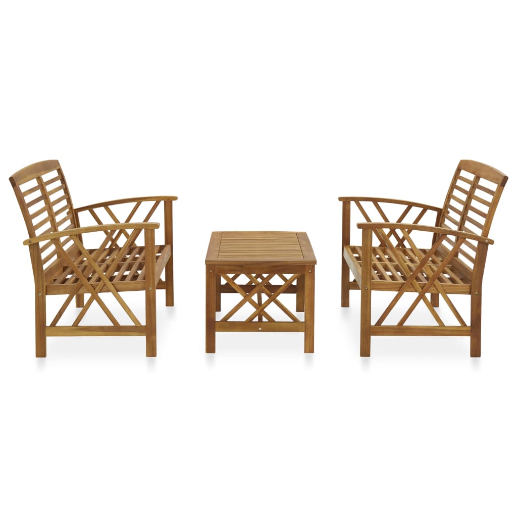 3-delige Loungeset massief acaciahout is nu te koop bij PeponiXL, paradijselijk wonen!