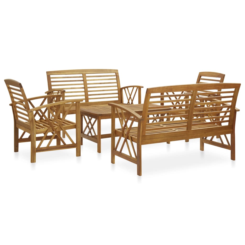 5-delige Loungeset massief acaciahout is nu te koop bij PeponiXL, paradijselijk wonen!