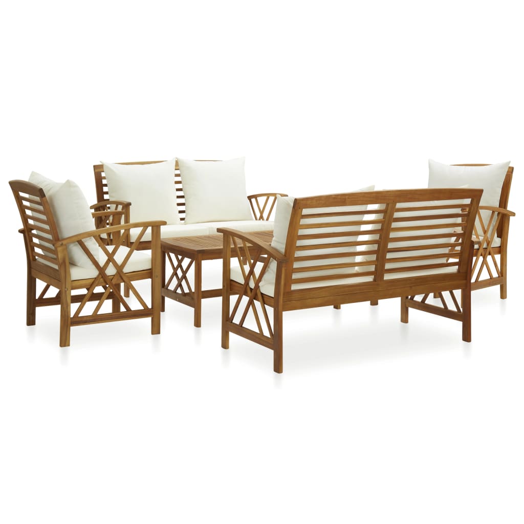 5-delige Loungeset met kussens massief acaciahout is nu te koop bij PeponiXL, paradijselijk wonen!