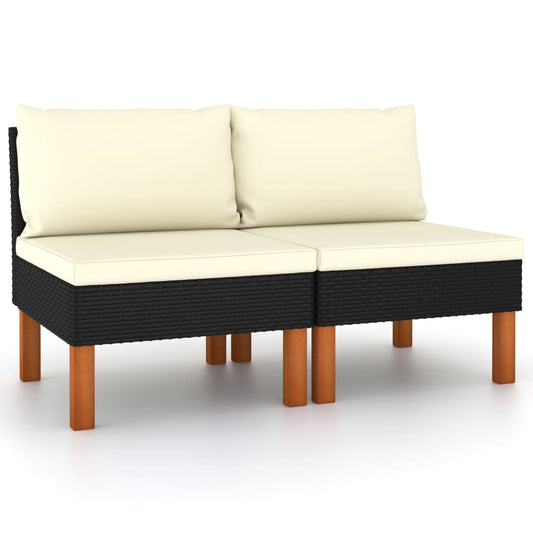 Middenbanken 2 st poly rattan en massief eucalyptushout is nu te koop bij PeponiXL, paradijselijk wonen!