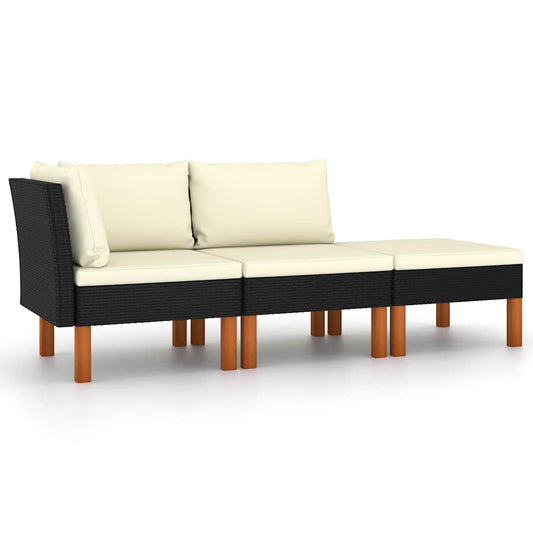 3-delige Loungeset poly rattan en massief eucalyptushout is nu te koop bij PeponiXL, paradijselijk wonen!