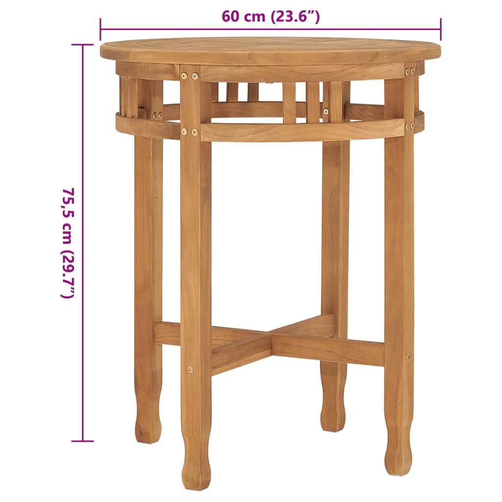 Bistrotafel inklapbaar Ø60x75,5 cm massief teakhout is nu te koop bij PeponiXL, paradijselijk wonen!