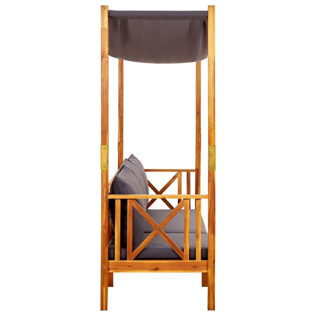 Tuinbank met luifel en voetenbanken massief acaciahout is nu te koop bij PeponiXL, paradijselijk wonen!