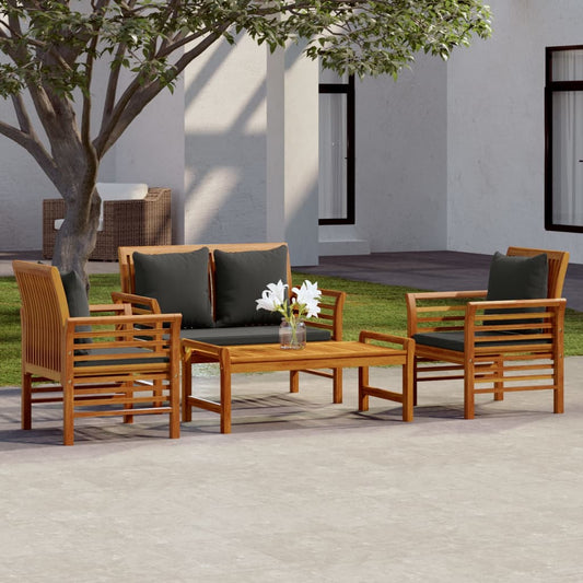 4-delige Loungeset met kussens massief acaciahout is nu te koop bij PeponiXL, paradijselijk wonen!