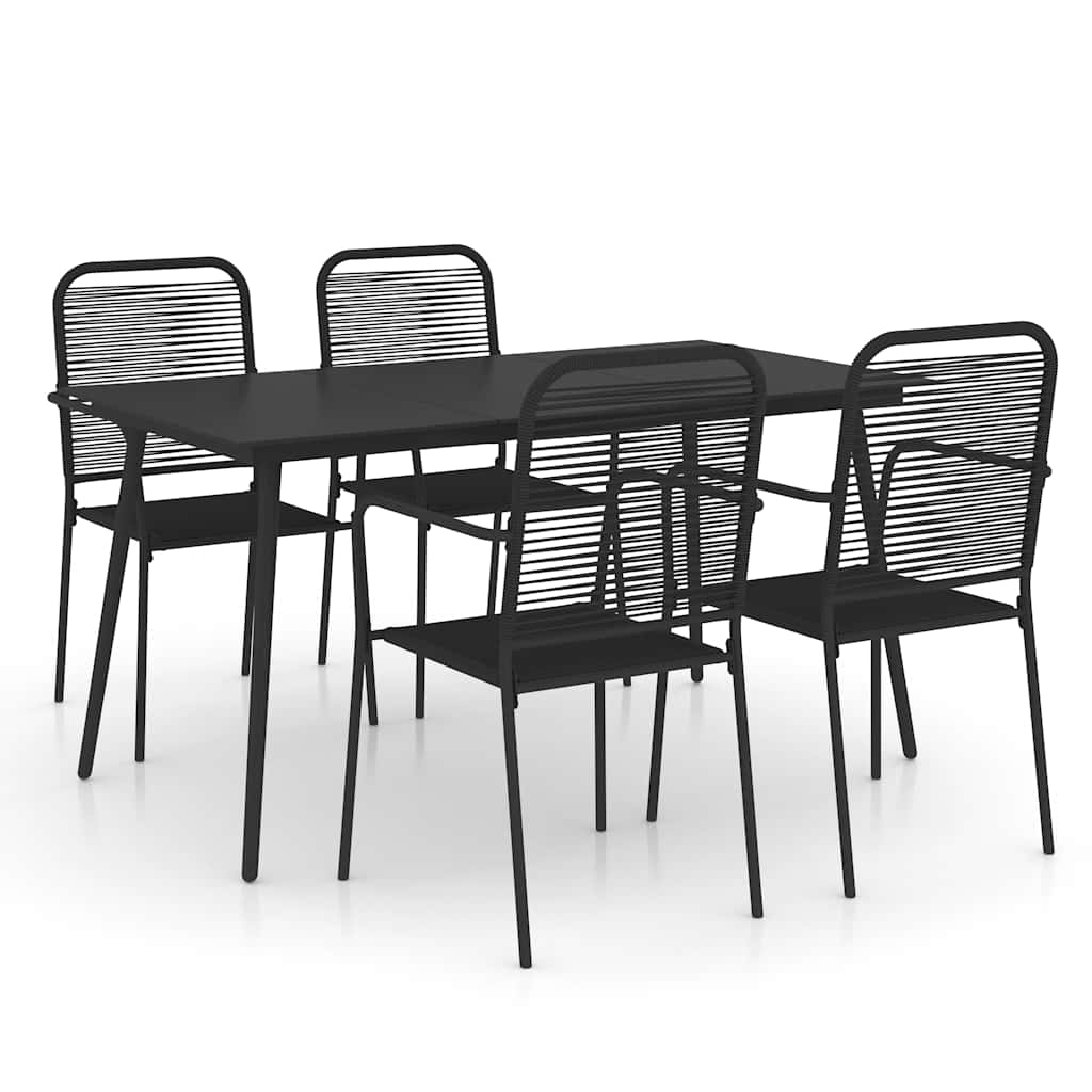5-delige Tuinset katoenen touw en staal zwart is nu te koop bij PeponiXL, paradijselijk wonen!