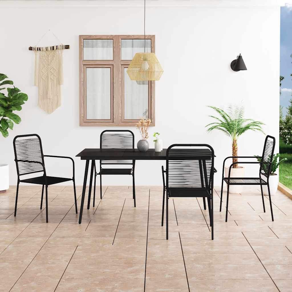 5-delige Tuinset katoenen touw en staal zwart is nu te koop bij PeponiXL, paradijselijk wonen!