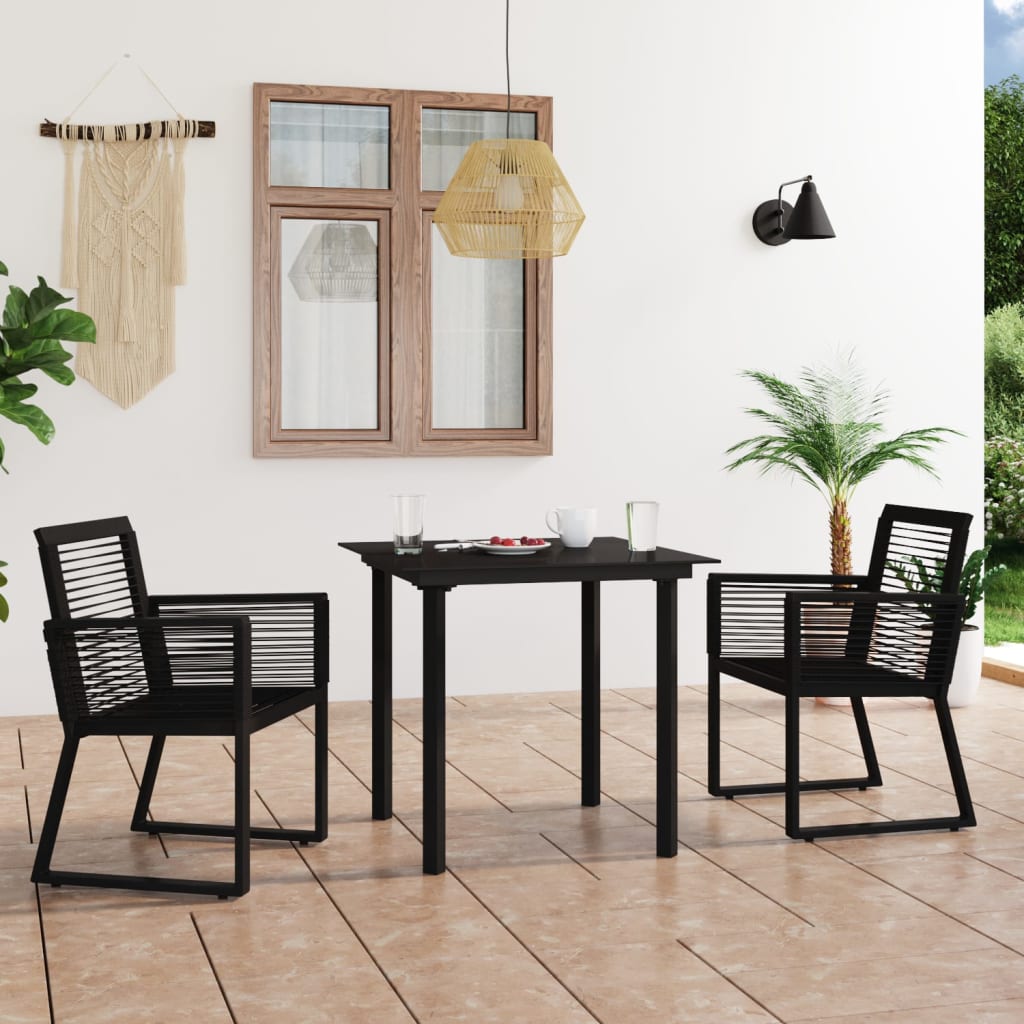3-delige Tuinset PVC-rattan zwart is nu te koop bij PeponiXL, paradijselijk wonen!