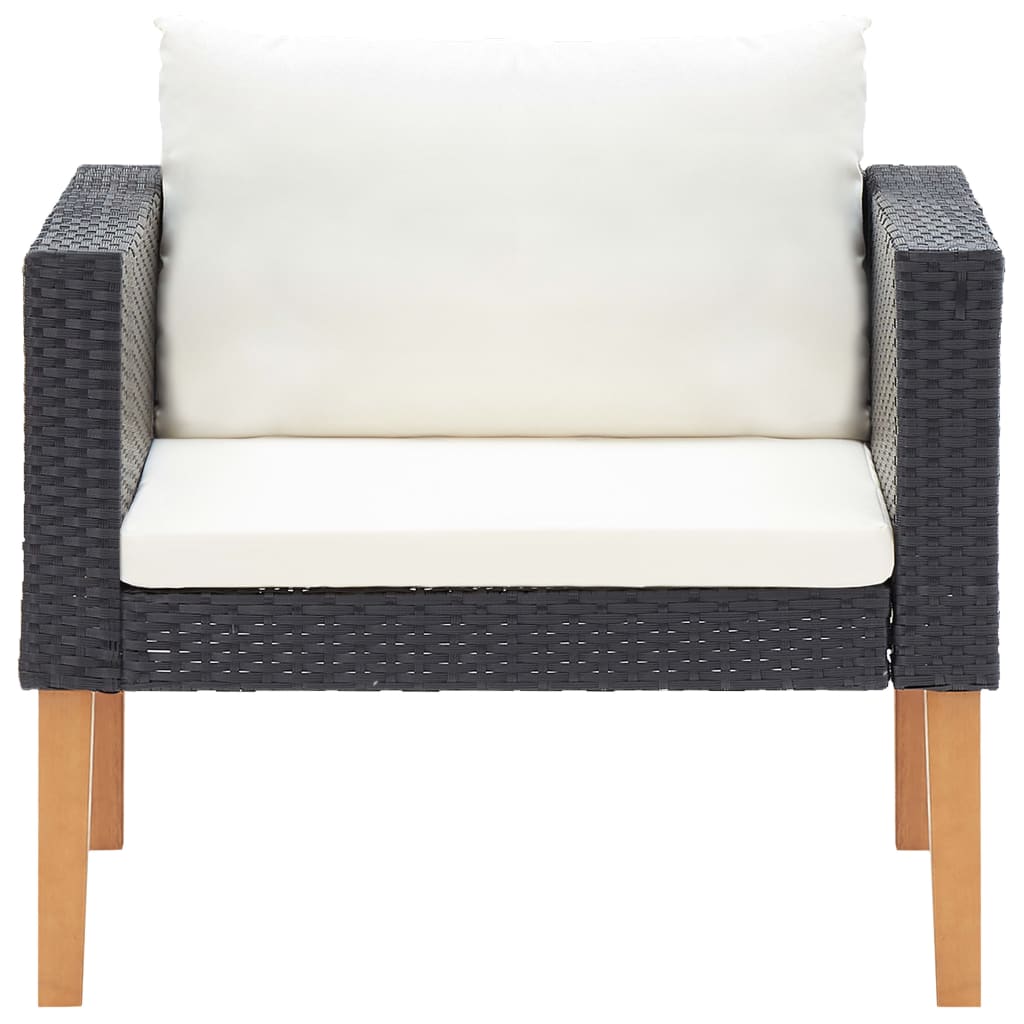 4-delige Loungeset met kussens poly rattan zwart is nu te koop bij PeponiXL, paradijselijk wonen!
