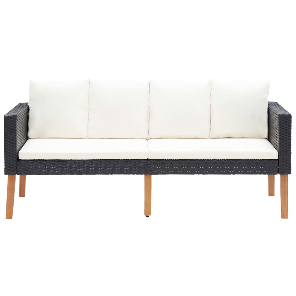 2-delige Loungeset met kussens poly rattan zwart is nu te koop bij PeponiXL, paradijselijk wonen!