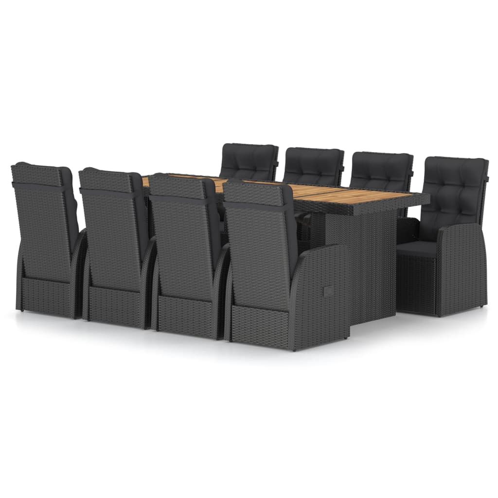 9-delige Tuinset met kussens poly rattan zwart is nu te koop bij PeponiXL, paradijselijk wonen!