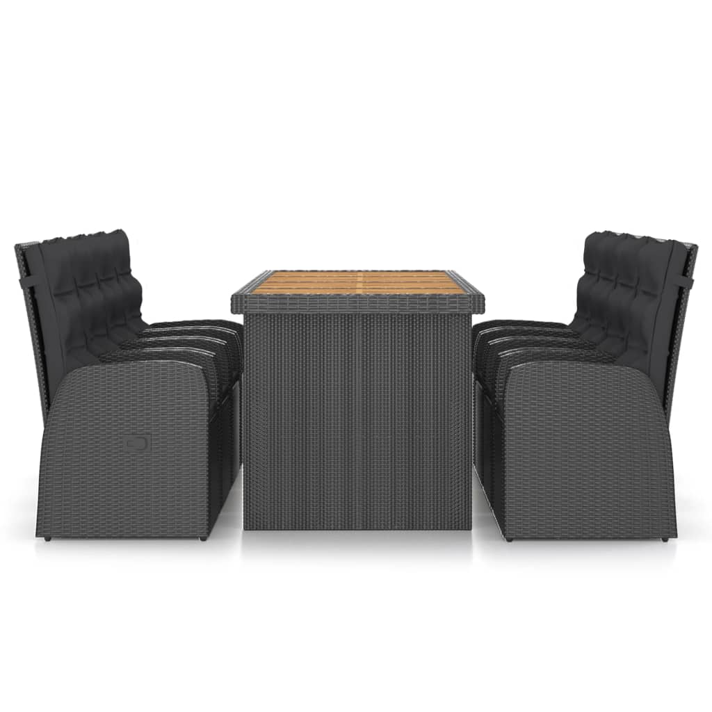 9-delige Tuinset met kussens poly rattan zwart is nu te koop bij PeponiXL, paradijselijk wonen!