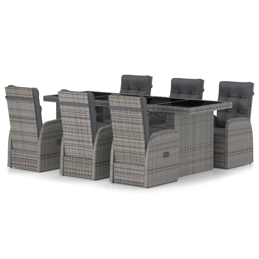 7-delige Tuinset met kussens poly rattan grijs is nu te koop bij PeponiXL, paradijselijk wonen!
