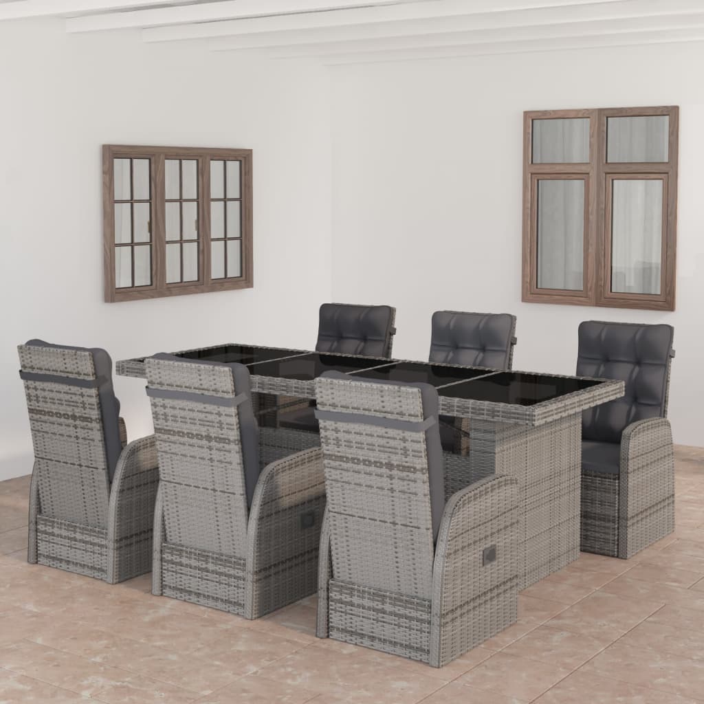 7-delige Tuinset met kussens poly rattan grijs is nu te koop bij PeponiXL, paradijselijk wonen!