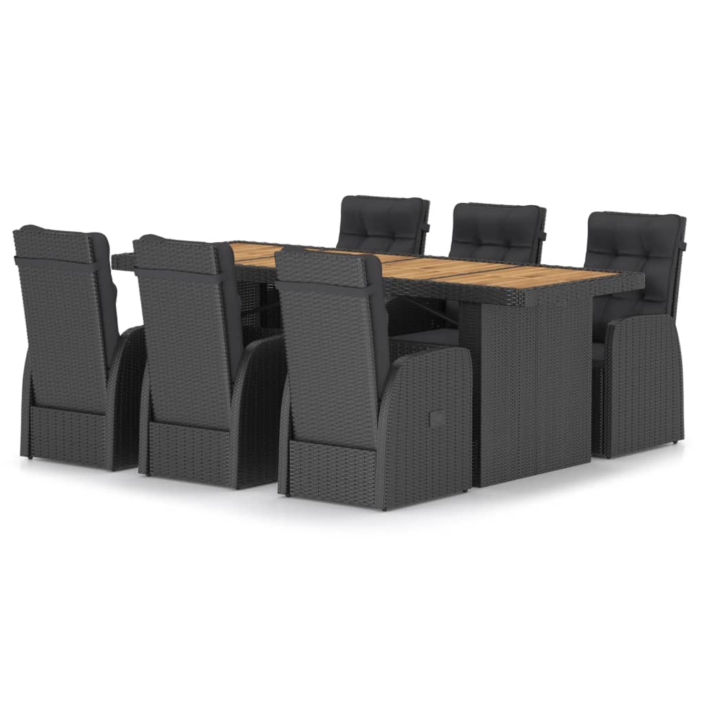 7-delige Tuinset met kussens poly rattan zwart is nu te koop bij PeponiXL, paradijselijk wonen!