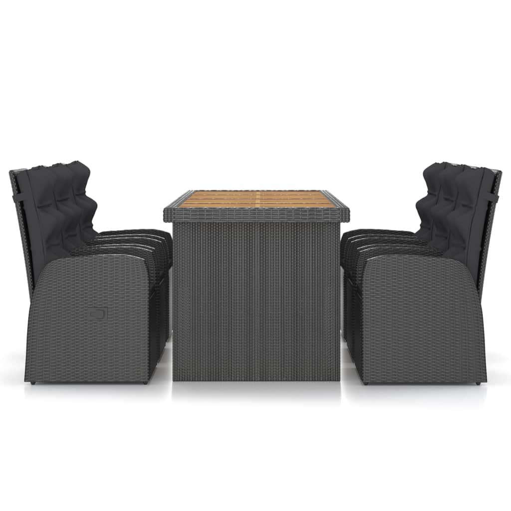 7-delige Tuinset met kussens poly rattan zwart is nu te koop bij PeponiXL, paradijselijk wonen!